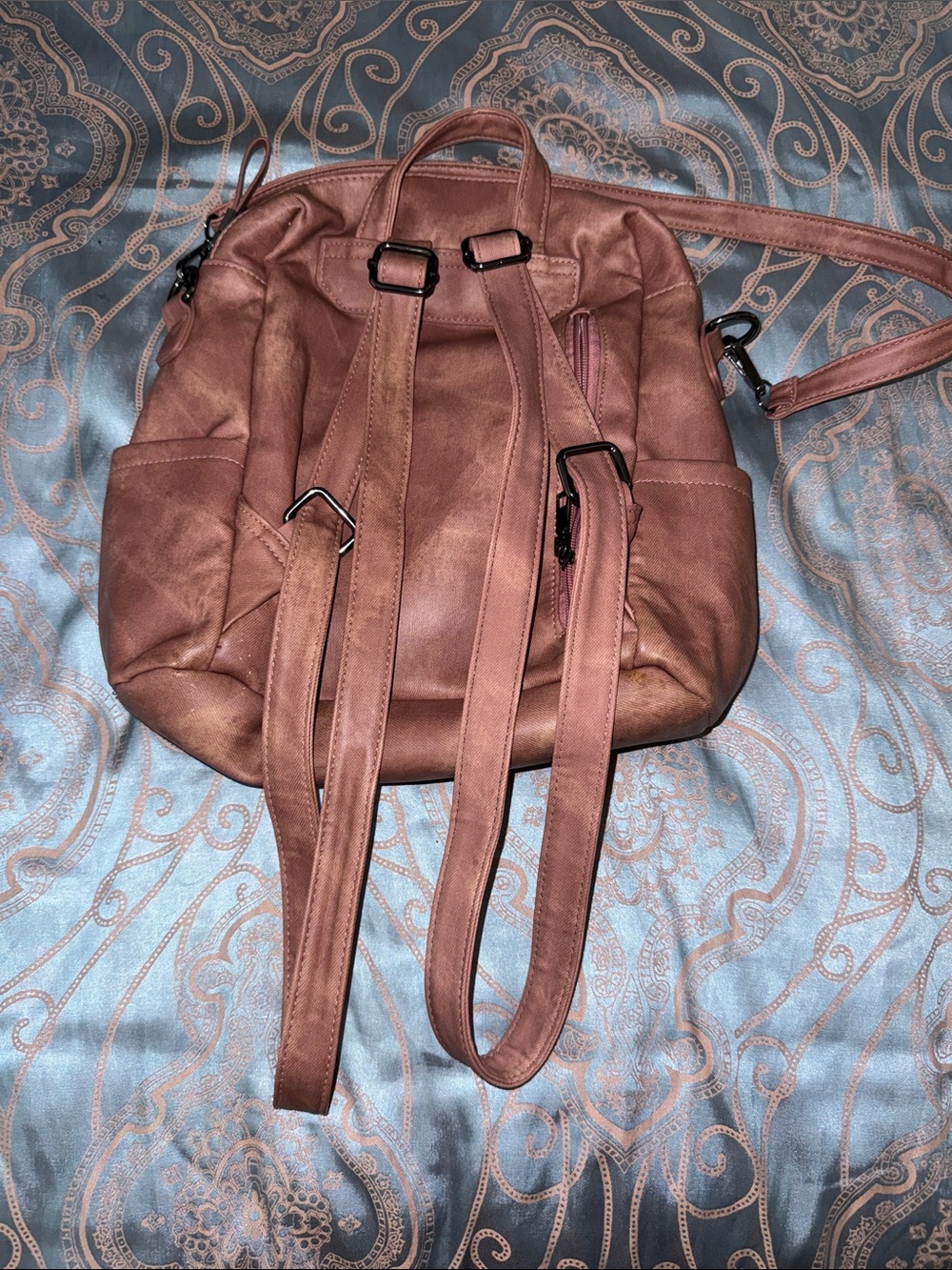 Stylish Rose Brown Women’s Backpack Crossbody Bag - Picture 2 of 8